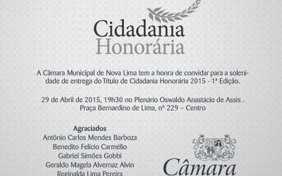 Câmara fará entrega de título de cidadania honorária