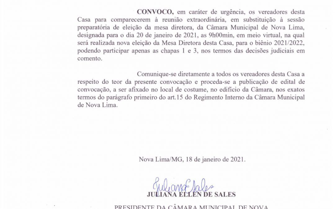 Edital de Convocação para Reunião Extraordinária