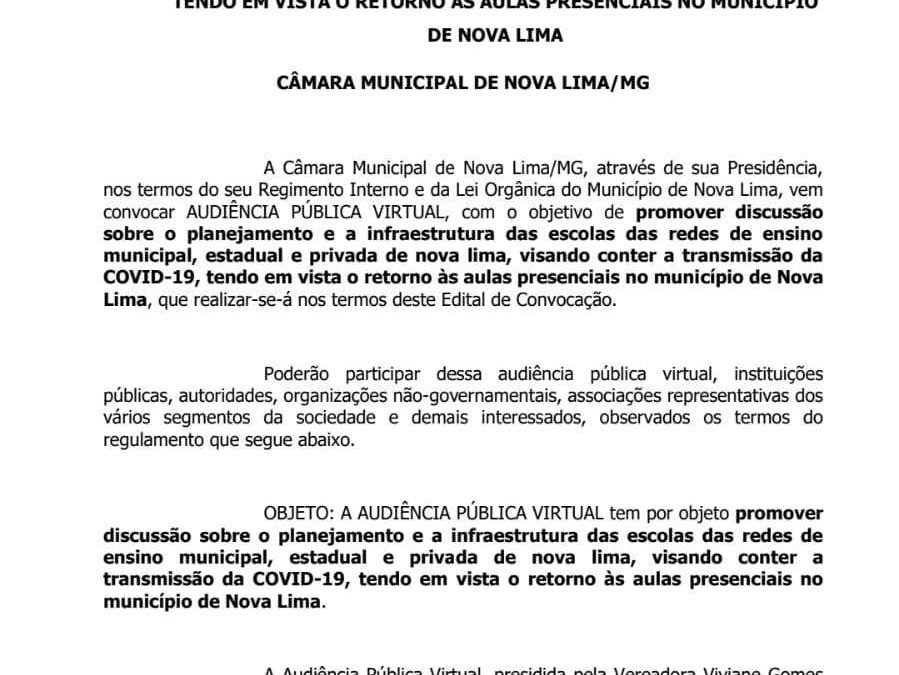 Edital de Convocação de Audiência Pública Virtual
