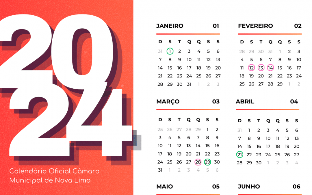 Calendário oficial da Câmara Municipal de Nova Lima