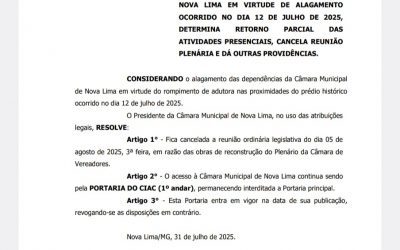 Nova portaria garante continuidade dos trabalhos na Câmara de Nova Lima