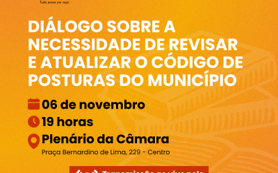 Câmara convida população para debater atualização do Código de Posturas de Nova Lima