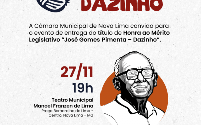 Câmara de Nova Lima realiza solenidade de entrega do Prêmio Dazinho