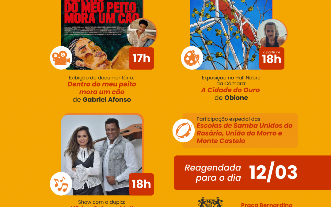 Câmara Cultural acontece nesta quinta-feira e reúne cinema, artes visuais e música na Câmara de Nova Lima